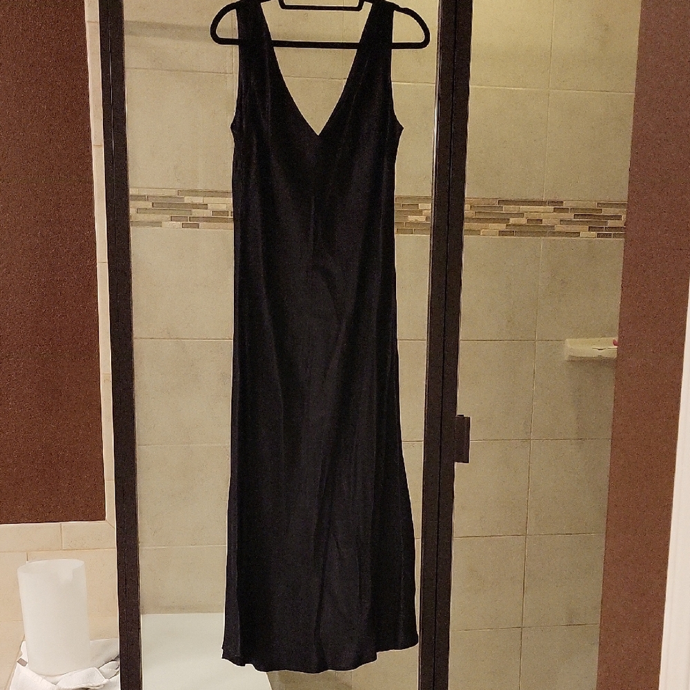 Classic Black V-Neck Slip Dress